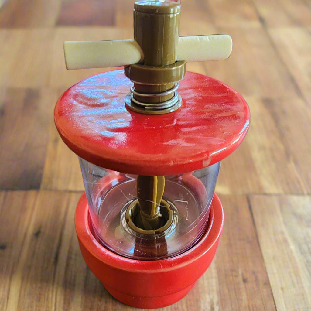 Red ceramic, wood and acrylic herb grinder
